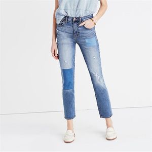 Madewell Patchwork Cruiser Straight Jeans 25 Blue Hippie Casual